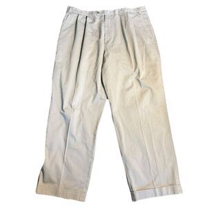 Lauren Ralph Lauren Pleated Cuffed Chino Pants Beige Preppy Academic Men’s 36x29
